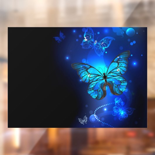 暗い背景のモルフォ・バタフライ ウィンドウサイン (シート2)