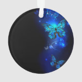 暗い背景のモルフォ・バタフライ オーナメント (裏面)