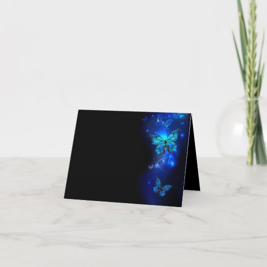 暗い背景のモルフォ・バタフライ カード (正面)