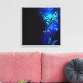 暗い背景のモルフォ・バタフライ キャンバスプリント (インサイチュ (リビング))