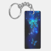 暗い背景のモルフォ・バタフライ キーホルダー (正面左)