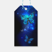 暗い背景のモルフォ・バタフライ ギフトタグ (裏面)