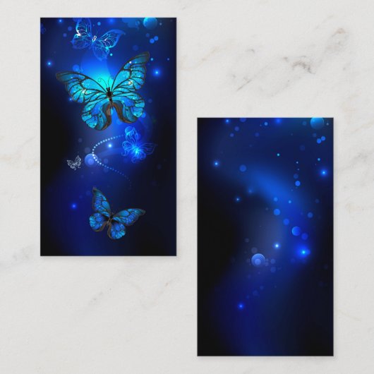 暗い背景のモルフォ・バタフライ コーリングカード (正面/裏面)