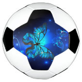 暗い背景のモルフォ・バタフライ サッカーボール (回転)