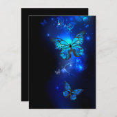 暗い背景のモルフォ・バタフライ サンキューカード (正面/裏面)