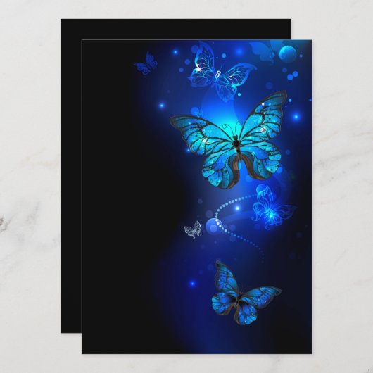 暗い背景のモルフォ・バタフライ シーズンカード (正面/裏面)