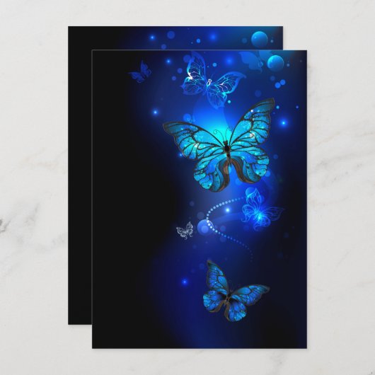 暗い背景のモルフォ・バタフライ シーズンカード (正面/裏面)