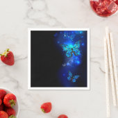 暗い背景のモルフォ・バタフライ スタンダードカクテルナプキン (インサイチュ)