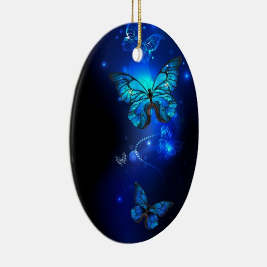 暗い背景のモルフォ・バタフライ セラミックオーナメント (右)