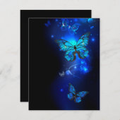暗い背景のモルフォ・バタフライ ノートカード (正面/裏面)