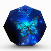 暗い背景のモルフォ・バタフライ フォトブロック (正面)