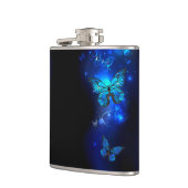 暗い背景のモルフォ・バタフライ フラスク (左)