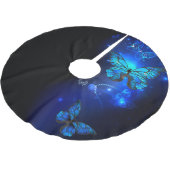 暗い背景のモルフォ・バタフライ ブラッシュドポリエステルツリースカート (アングル)