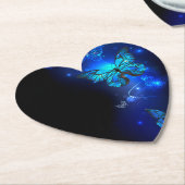 暗い背景のモルフォ・バタフライ ペーパーコースター (アングル)