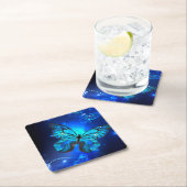 暗い背景のモルフォ・バタフライ ペーパーコースター (インサイチュ)