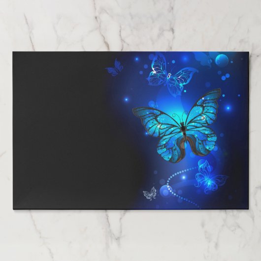 暗い背景のモルフォ・バタフライ ペーパーパッド (正面)