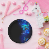 暗い背景のモルフォ・バタフライ ペーパープレート (パーティー)