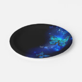 暗い背景のモルフォ・バタフライ ペーパープレート (アングル)