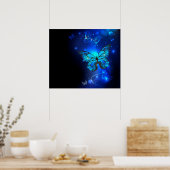 暗い背景のモルフォ・バタフライ ポスター (キッチン)