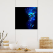 暗い背景のモルフォ・バタフライ ポスター (キッチン)