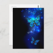 暗い背景のモルフォ・バタフライ ポストカード (正面/裏面)