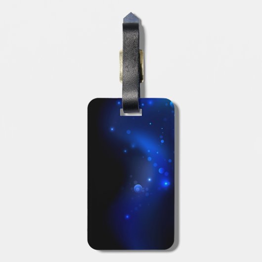 暗い背景のモルフォ・バタフライ ラゲッジタグ (裏面縦)