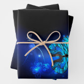 暗い背景のモルフォ・バタフライ ラッピングペーパーシート (インサイチュ)