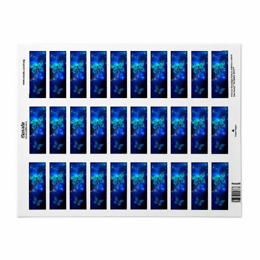 暗い背景のモルフォ・バタフライ ラベル (フルシート)