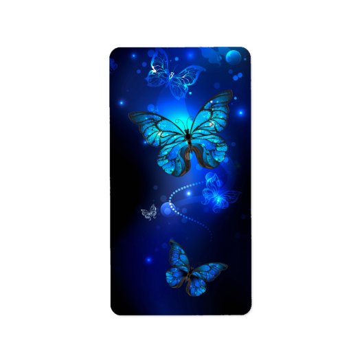 暗い背景のモルフォ・バタフライ ラベル (正面)