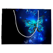 暗い背景のモルフォ・バタフライ ラージペーパーバッグ (裏面)