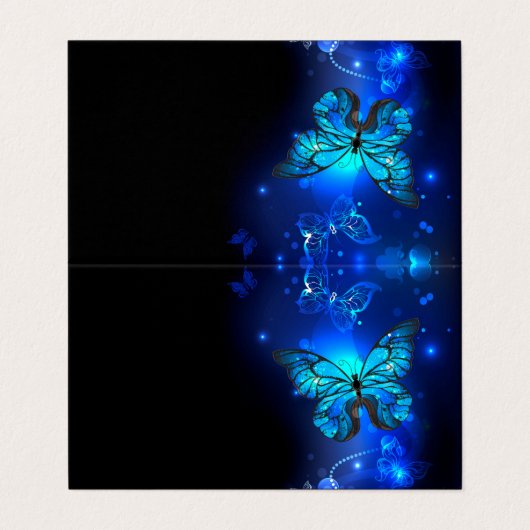 暗い背景のモルフォ・バタフライ 名刺 (外部フラット)