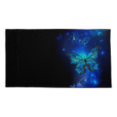 暗い背景のモルフォ・バタフライ 枕カバー (裏面-左)