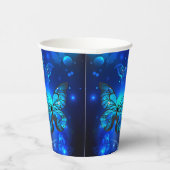 暗い背景のモルフォ・バタフライ 紙コップ (右)