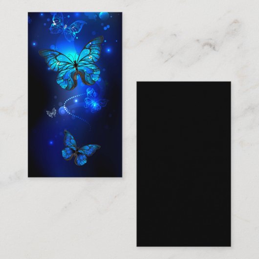 暗い背景のモルフォ・バタフライ 紹介カード (正面/裏面)