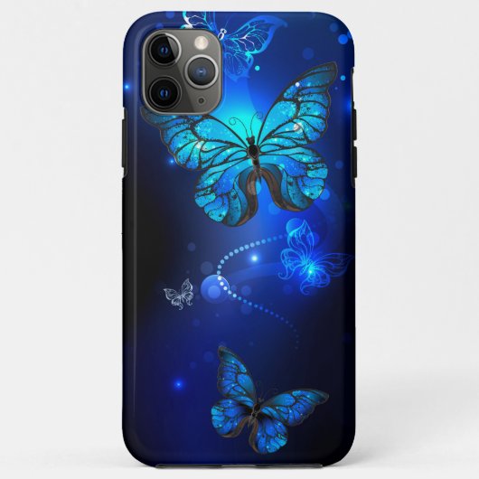 暗い背景のモルフォ・バタフライ Case-Mate iPhoneケース (裏面)