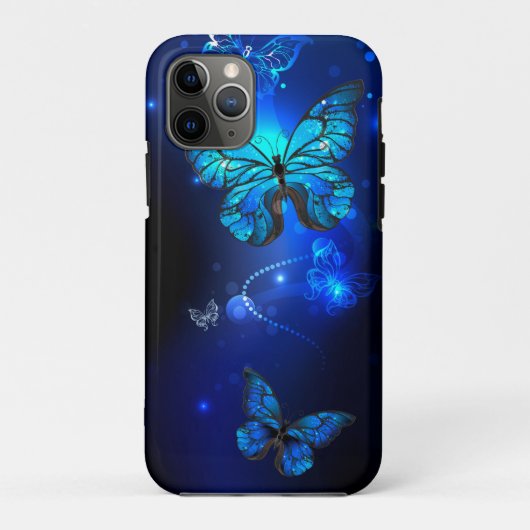 暗い背景のモルフォ・バタフライ Case-Mate iPhoneケース (裏面)