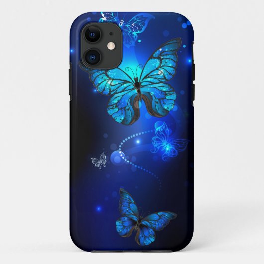 暗い背景のモルフォ・バタフライ Case-Mate iPhoneケース (裏面)