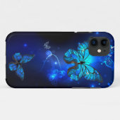 暗い背景のモルフォ・バタフライ Case-Mate iPhoneケース (裏面(横))