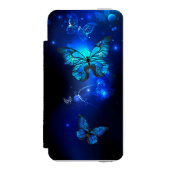 暗い背景のモルフォ・バタフライ INCIPIO iPhoneウォレットケース (フォリオ 正面)