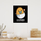暗い背景のユーモラスなじゃがいもの洒落 Lil-spuddy ポスター (キッチン)