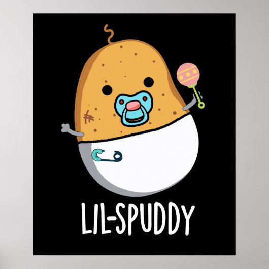暗い背景のユーモラスなじゃがいもの洒落 Lil-spuddy ポスター (正面)