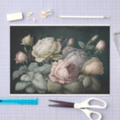 暗い背景のヴィンテージバラ 薄葉紙 (クラフト)