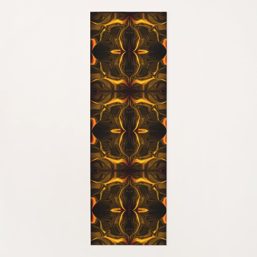 暗い背景の上に「金ゴールドストロークが浮く」図形 ヨガマット (正面)