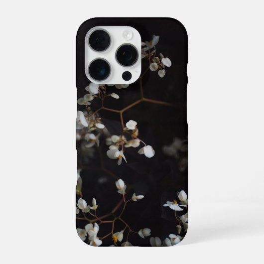 暗い背景の上の白い憂鬱な花 iPhoneケース (裏面)