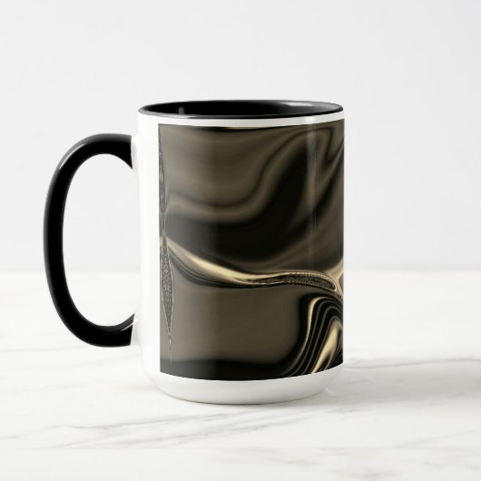 暗い背景の上の金属のセピアの起伏 マグカップ (左)