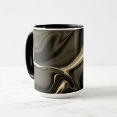 暗い背景の上の金属のセピアの起伏 マグカップ (正面左)