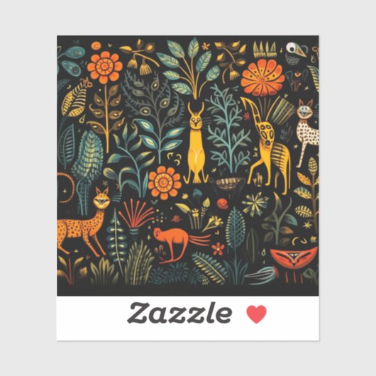 暗い背景の幻想的な動植物 シール (シート)