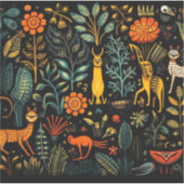 暗い背景の幻想的な動植物 シール (正面)