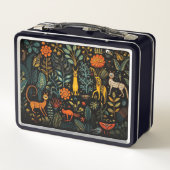 暗い背景の幻想的な動植物 メタルランチボックス (裏面)