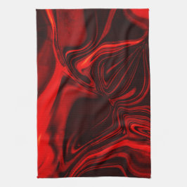 暗い背景の明るい赤と暗いカーブ。 キッチンタオル